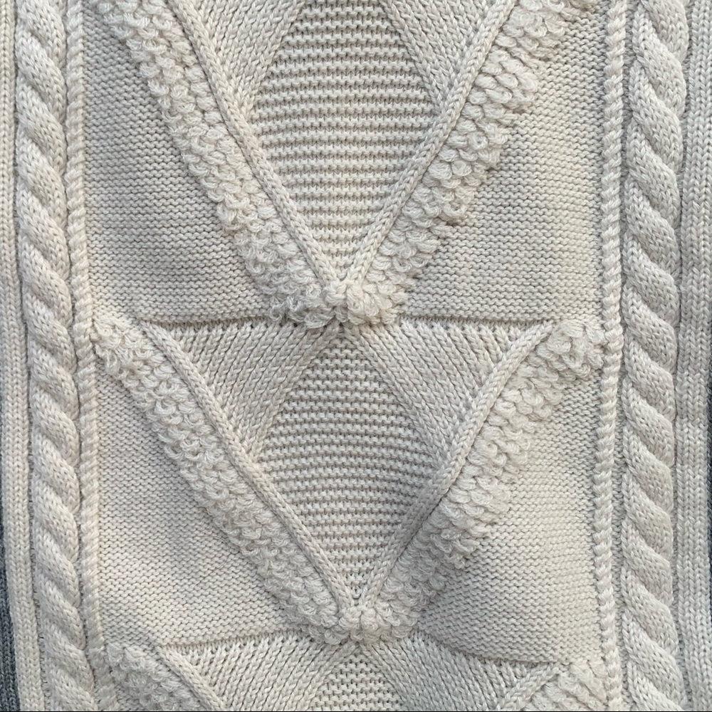 Women’s Wool Blend Chunky Knit Poncho Turtleneck Cream Grey One Size - Picture 11 of 15